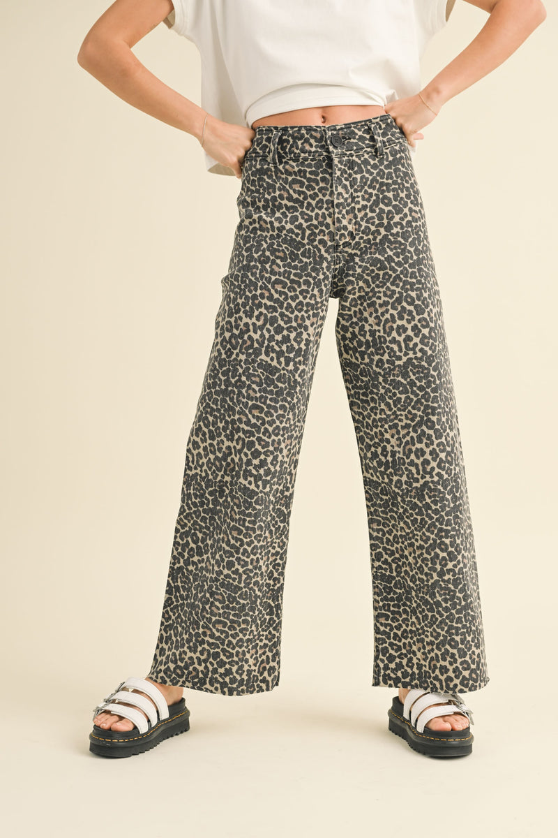 Leopard Wide Leg Denim Pant