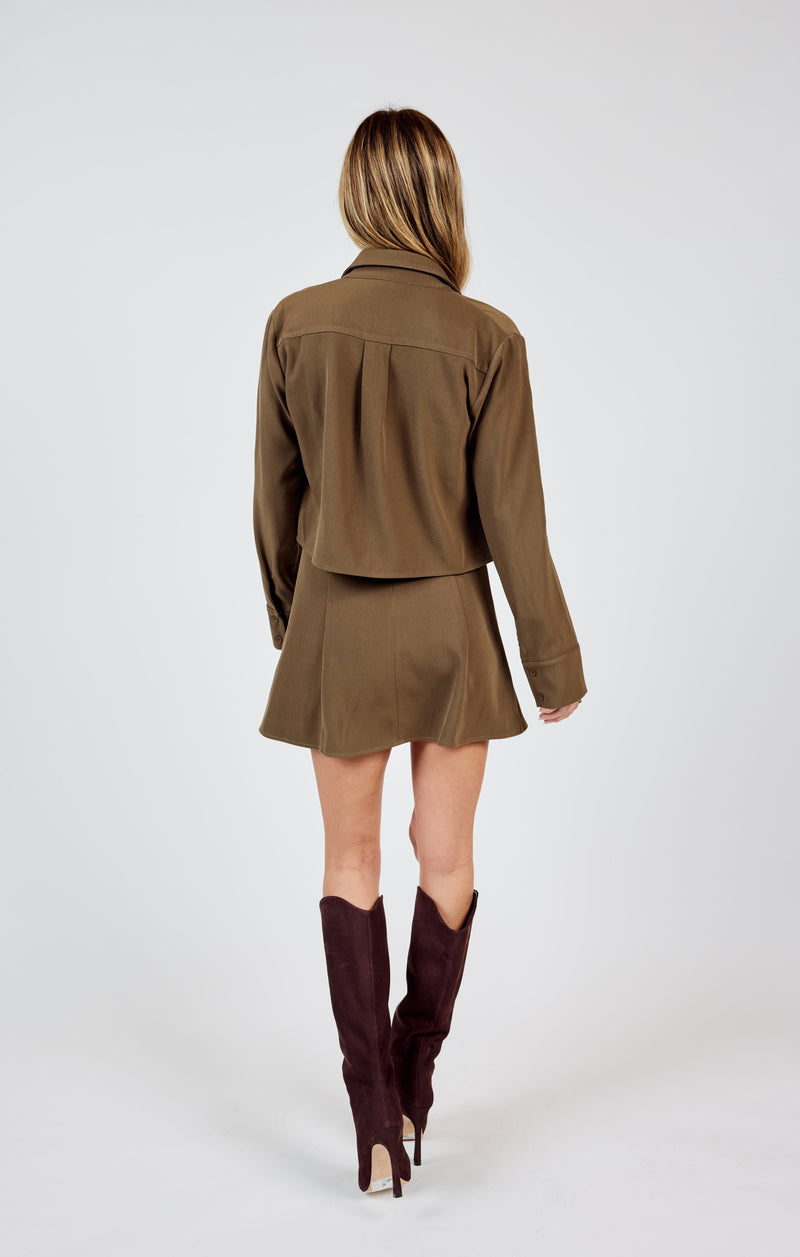 Silent Streets Cropped Shirt, Brown