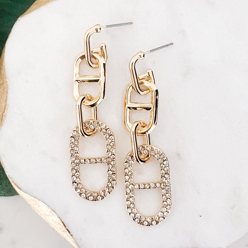 Link Chain Earrings, Gold