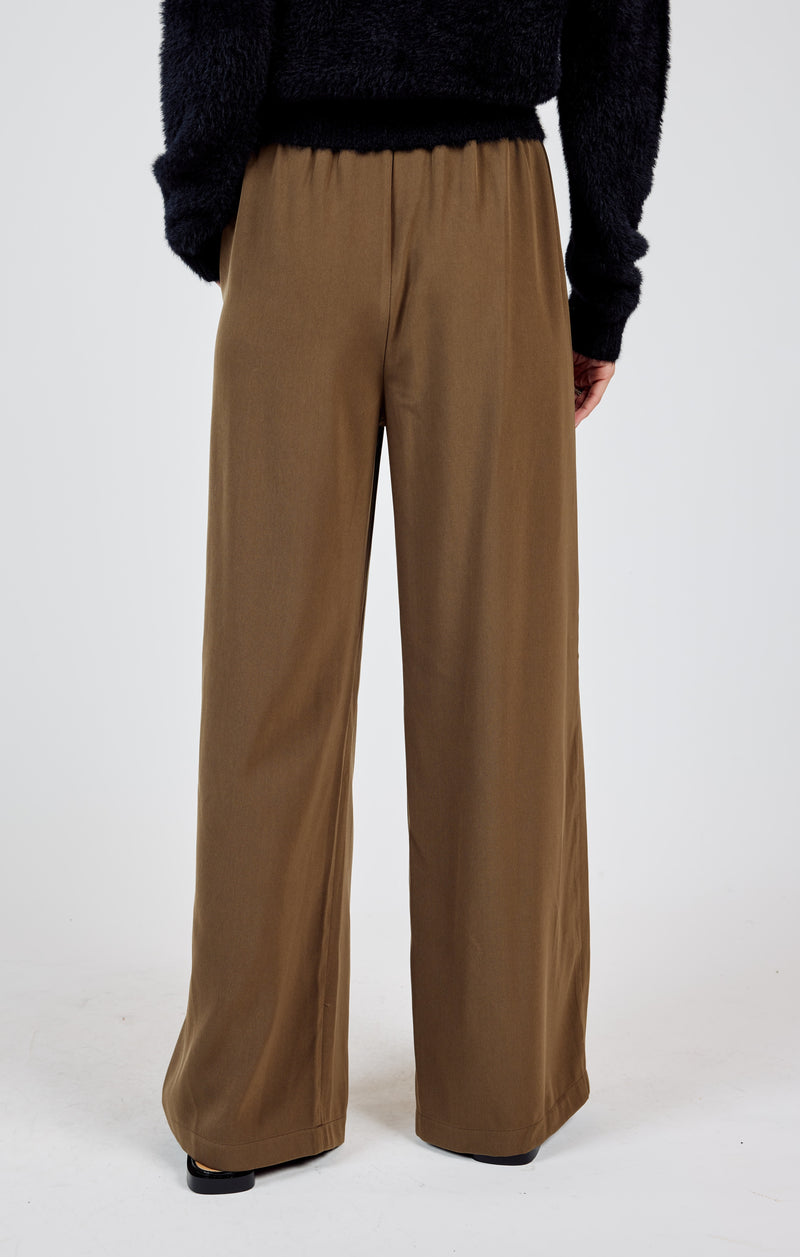 Silent Streets Wide Leg Pleated Pants, Brown