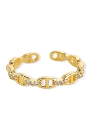 CZ Mariner Chain Ring, Gold