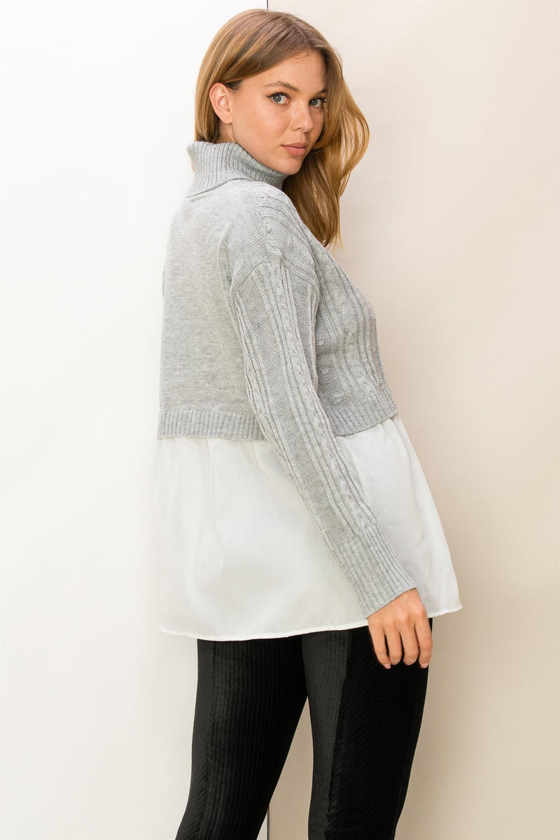 Long Sleeve Turtleneck Sweater, Gray