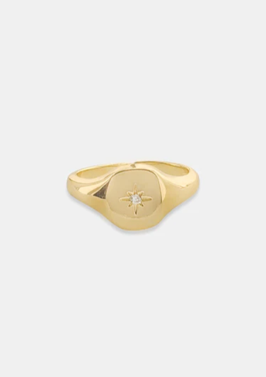 Starburst Signet Ring, Gold