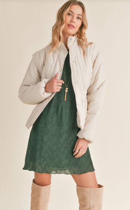 Lover puffer jacket and vest, cream