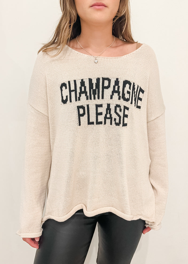 Champagne Please Sweater, Beige