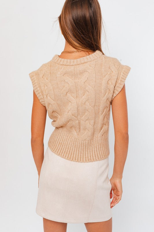Muscle Sleeve Sweater Vest, Taupe