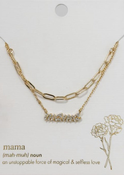 Dainty Double Layer CZ Mama Necklace