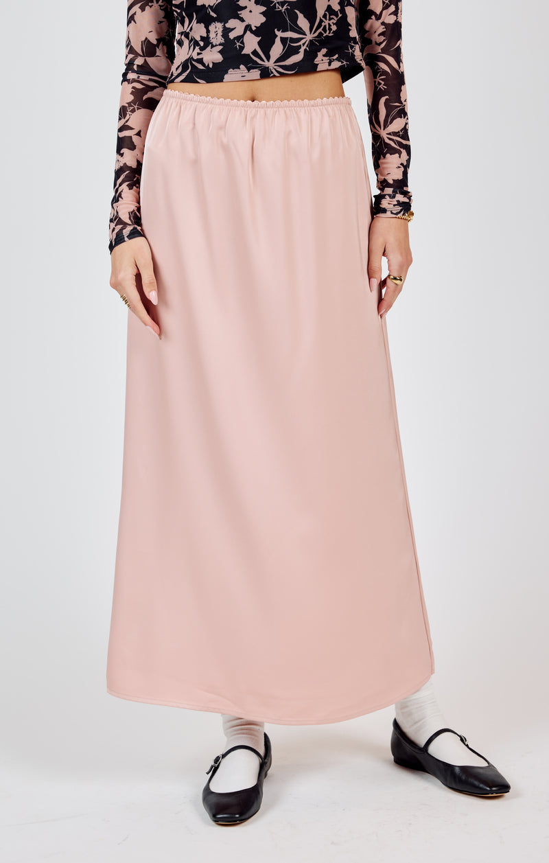 Mood Boost Stretch Waist Maxi Skirt, Rose