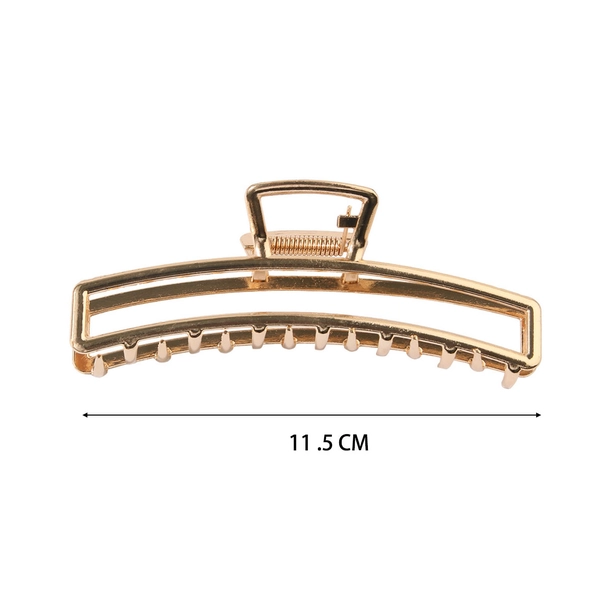Gold Metal Claw Clip, Curved Rectangle