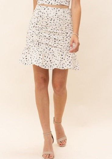 Floral Ruched Skirt, Cream