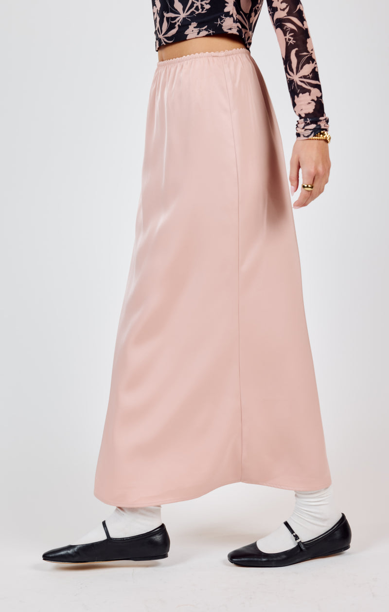 Mood Boost Stretch Waist Maxi Skirt, Rose