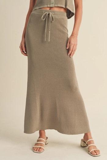 Knitted Maxi Skirt, Green Grey