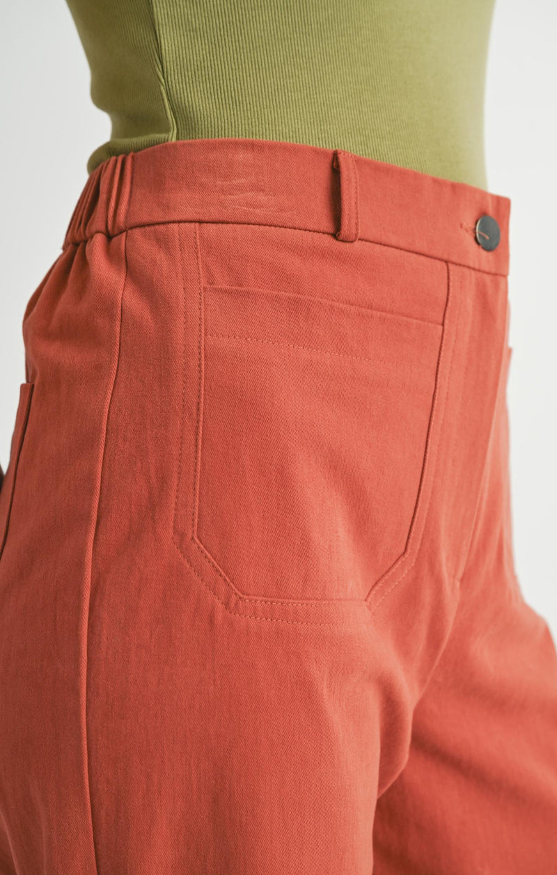 Farmhouse Denim Pants, Burnt Red