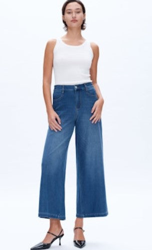 High Rise Wide Leg Flare Jeans, Bluebell