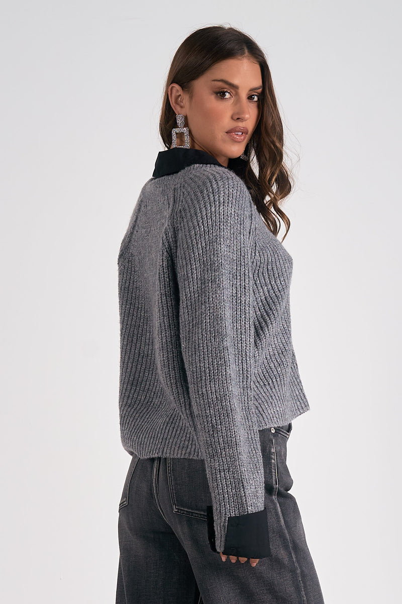 Sweater Shirt Combo Grey/Black