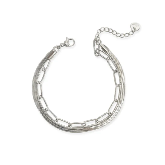 Double Chain Bracelet, Silver