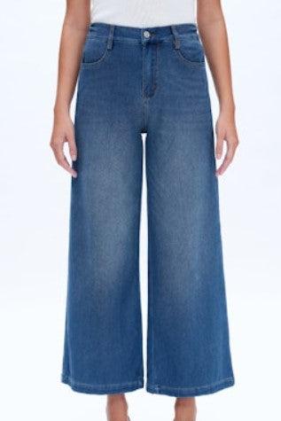 High Rise Wide Leg Flare Jeans, Bluebell