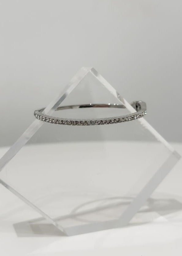Hinged Crystal Bracelet, Silver