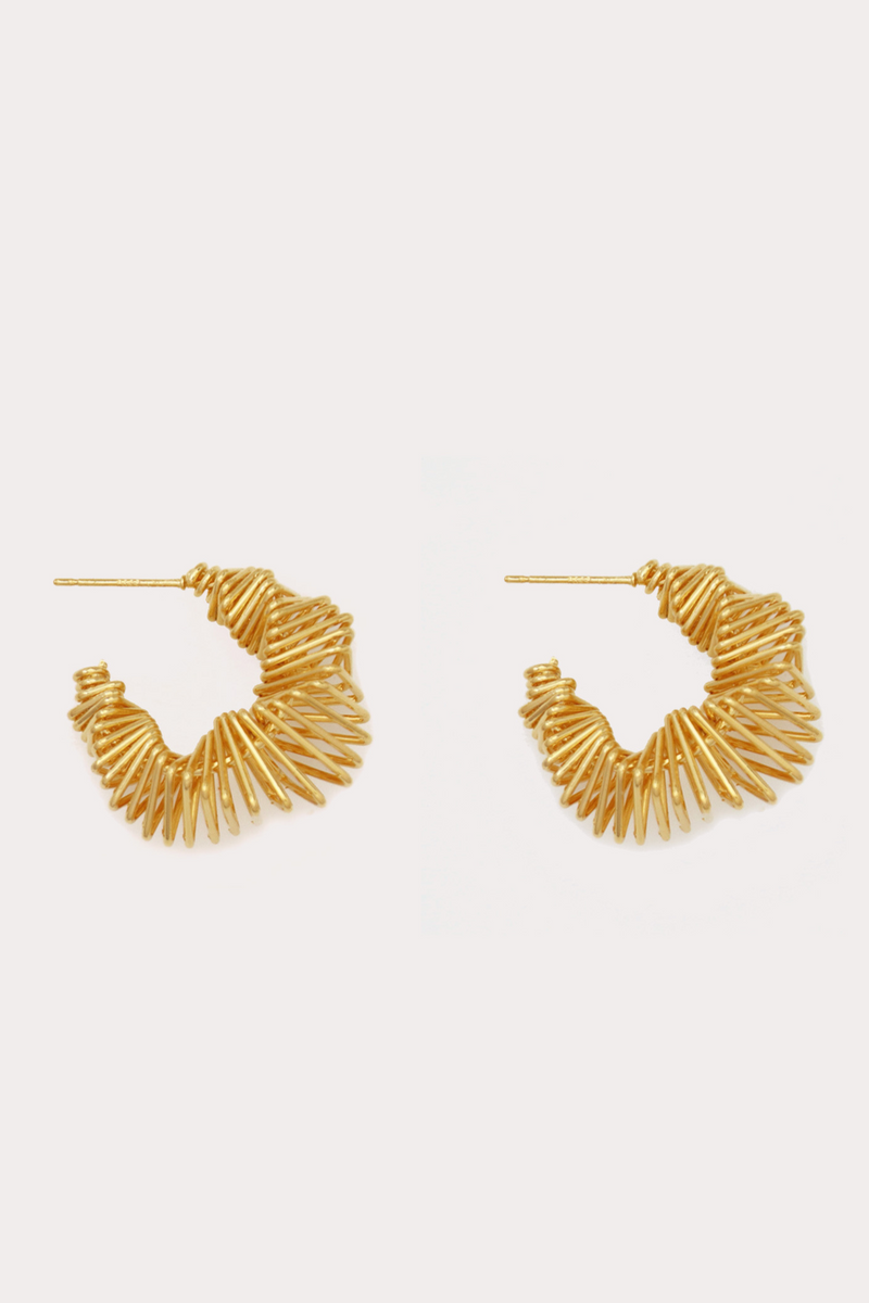 Wire Croissant Hoop Earrings, Gold