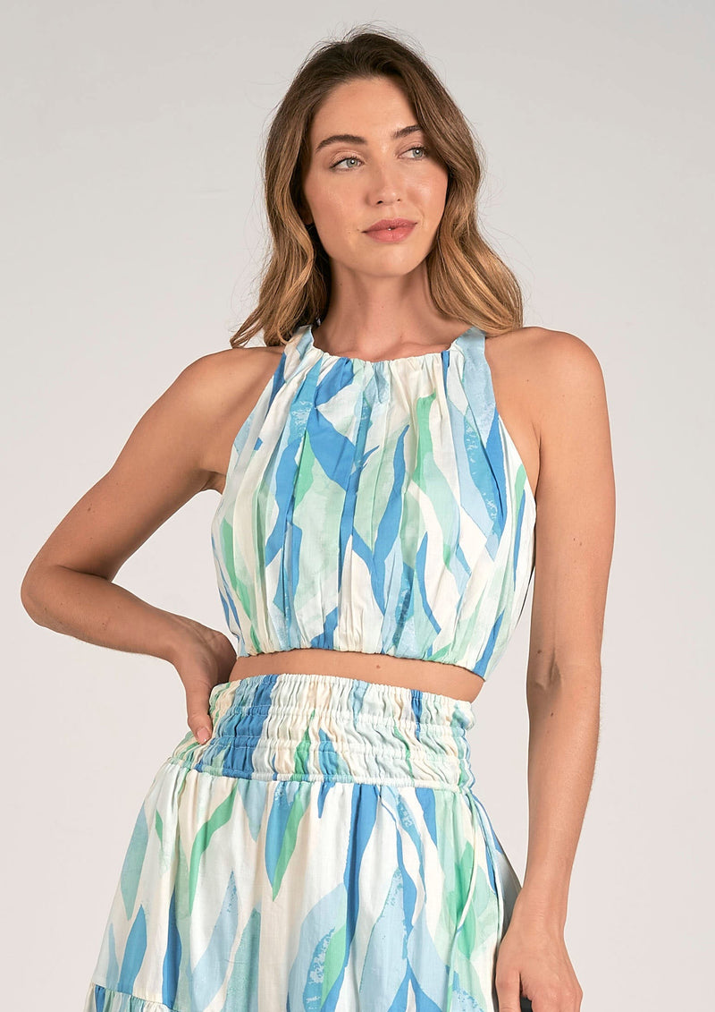 Sleeveless Multi Top, Blue Green