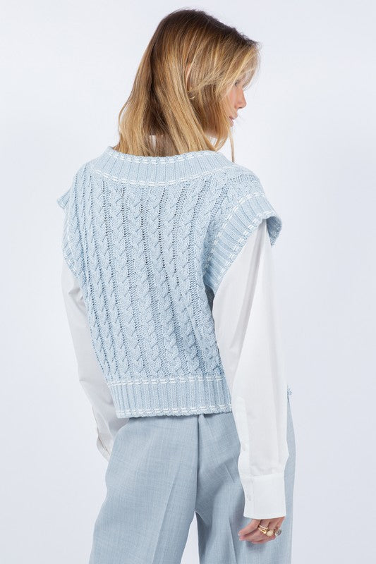 V-Neck Sweater Vest, Light Blue
