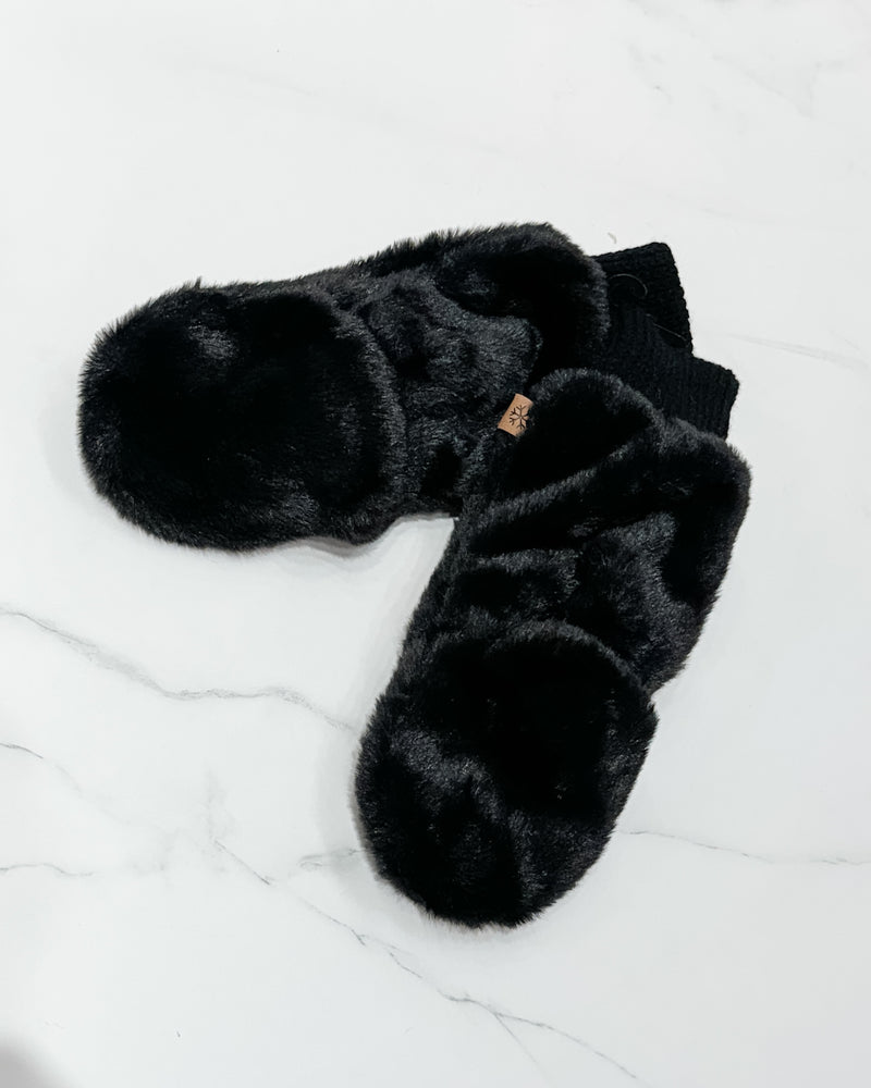 Solid Faux Fur Mittens