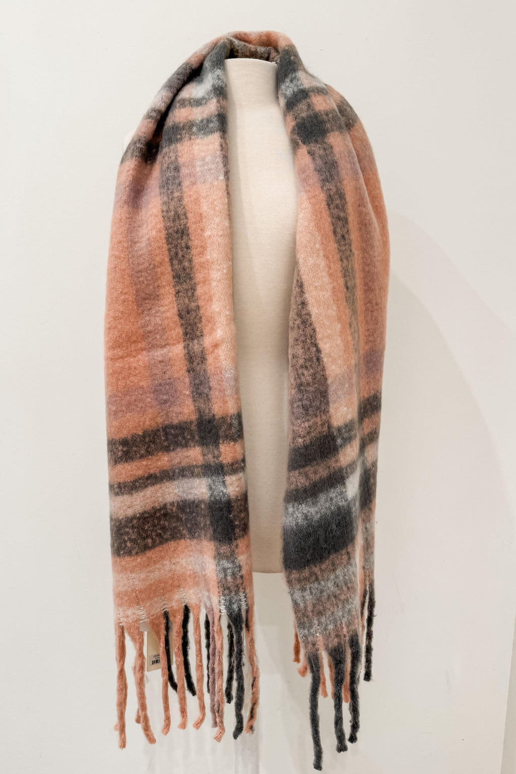 Cozy Plaid Scarf, Pink