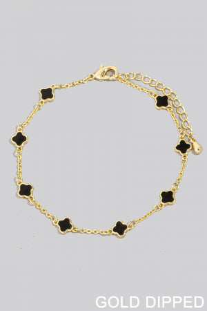 Clover Charms Chain Bracelet, Black