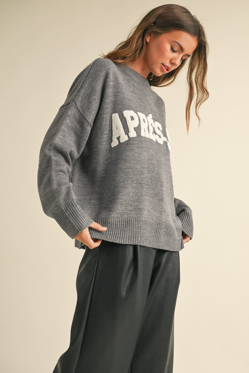 Apres Ski Pullover Sweater, Grey