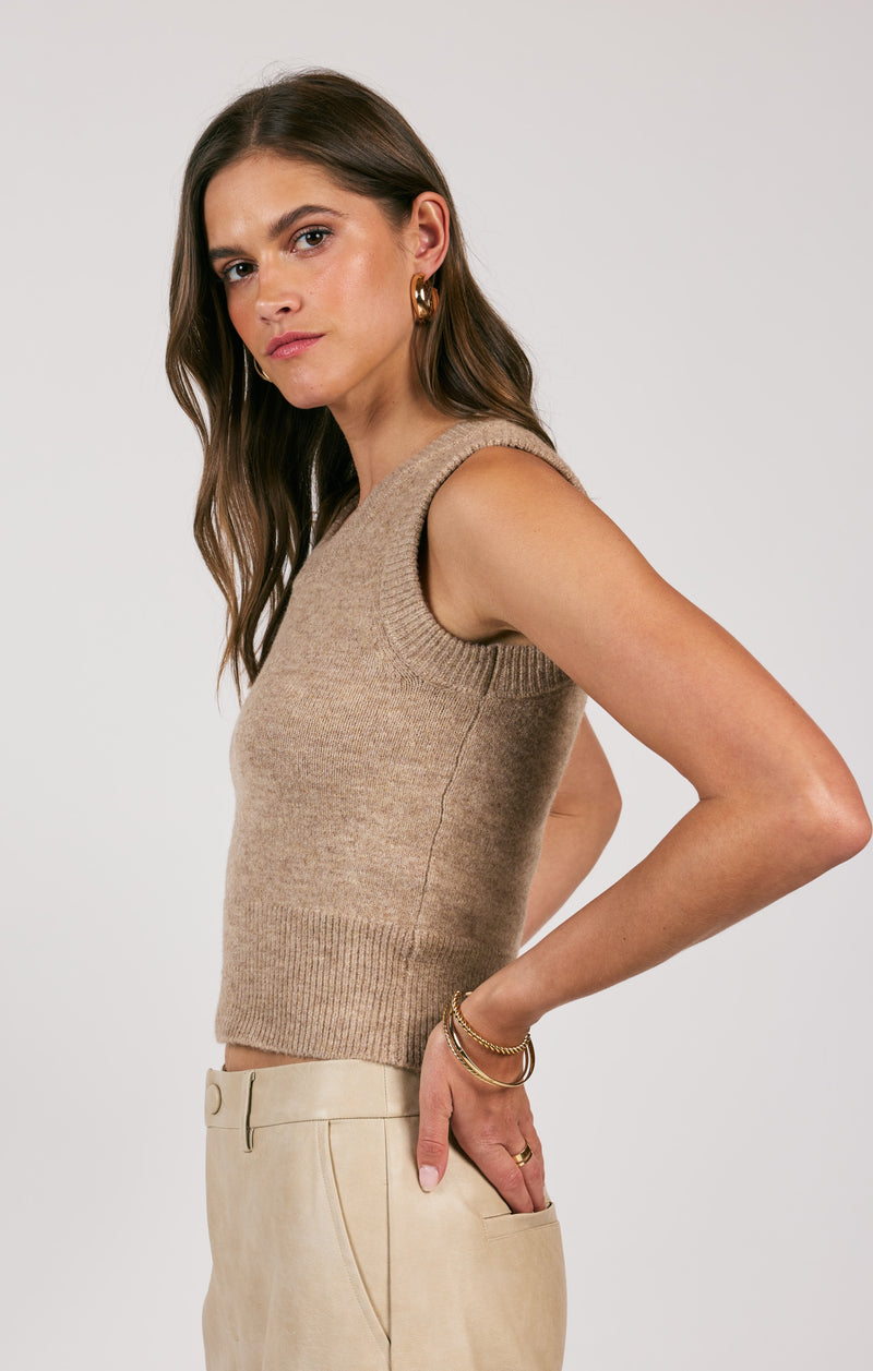 Authenticity Scoop Neck Sweater Vest, Warm Taupe