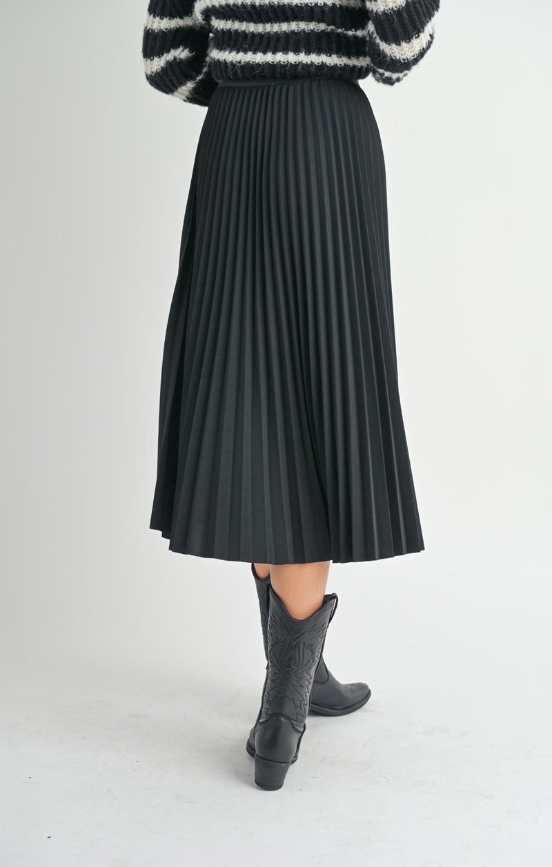 Full of Charm Pleated Midi Skirt, Black