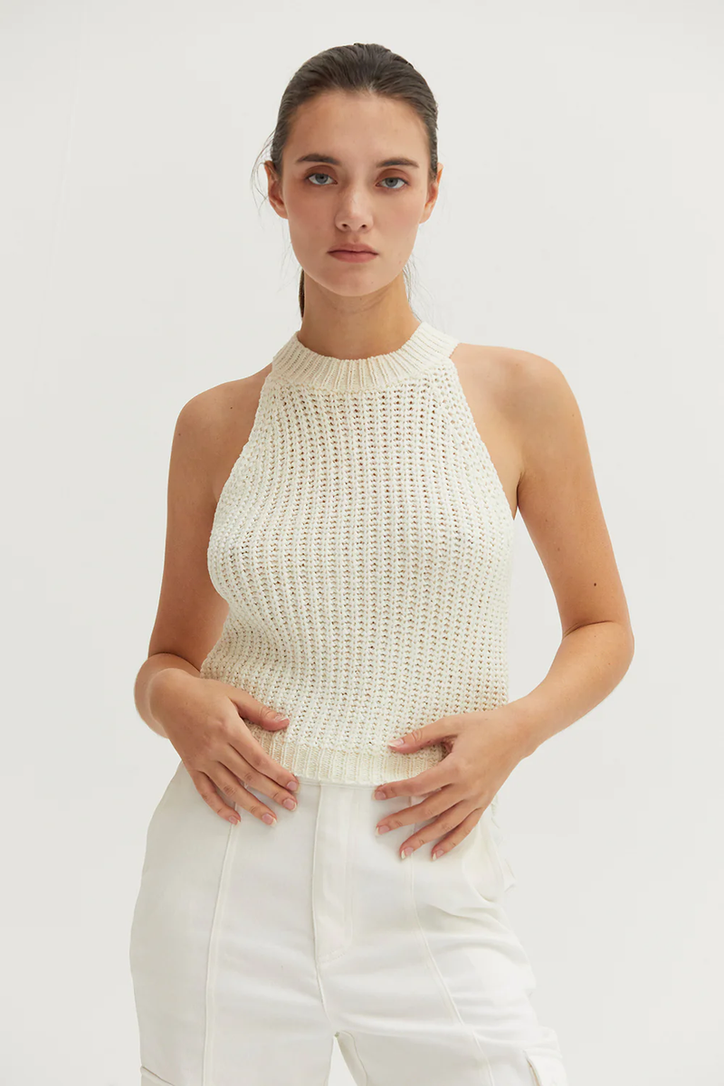 Audrey Chunky Halter Top, White