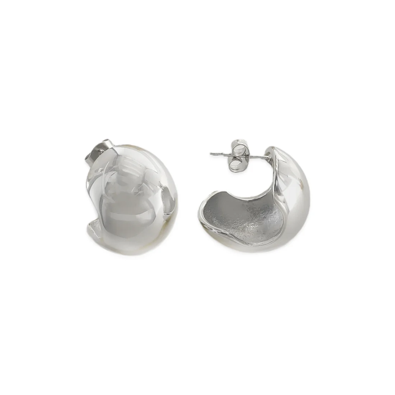 Partial Sphere Earrings, Silver