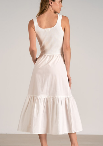 Sleeveless V Neck Maxi Dress, White