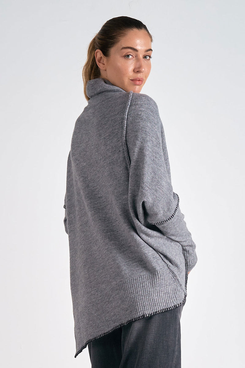 Asymmetrical Pullover Sweater, Grey