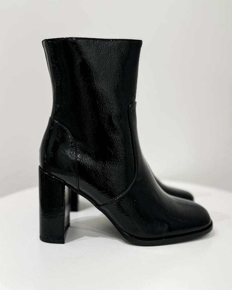 Ivy Square Toe Patent Bootie, Black