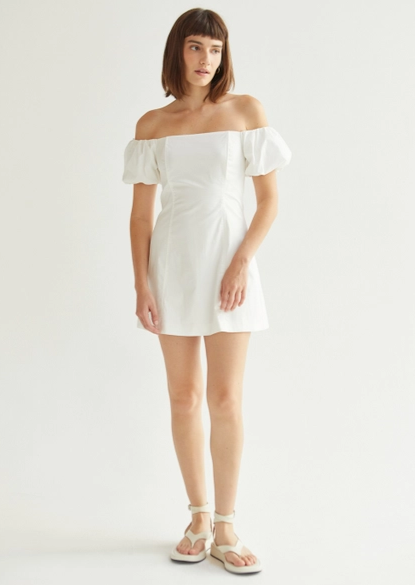 Abigail Off The Shoulder Mini Dress, White