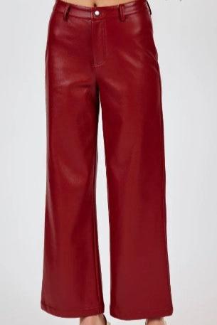 Night Vision Faux Leather Pants, Red