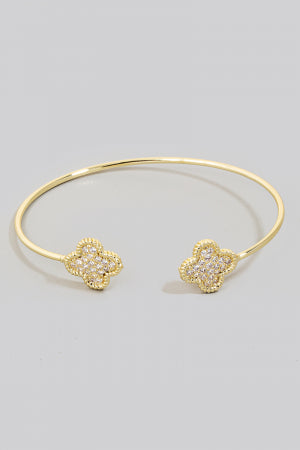 Gold Dipped Pave Clover Bracelet, Gold