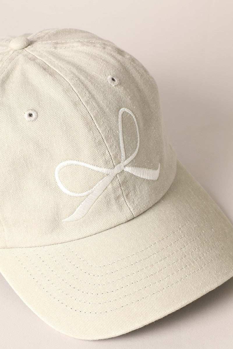 BOW EMBROIDERED COTTON BASEBALL CAP