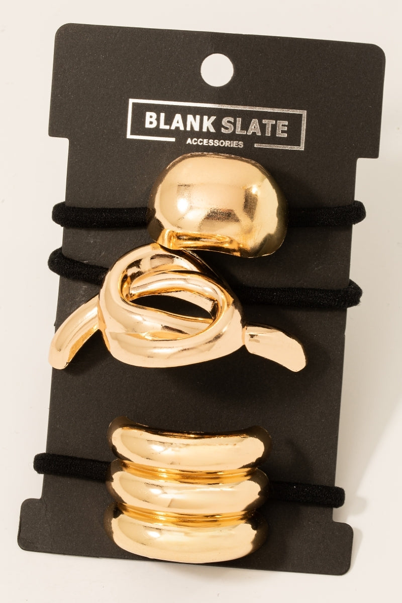 Metallic Shapes Hair Ties, Gold