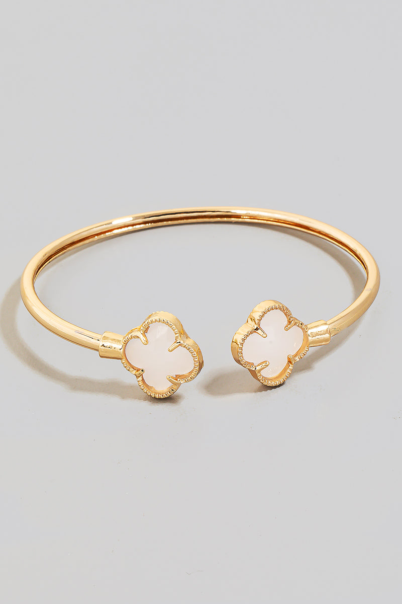 Clover Ends Cuff Bracelet, White