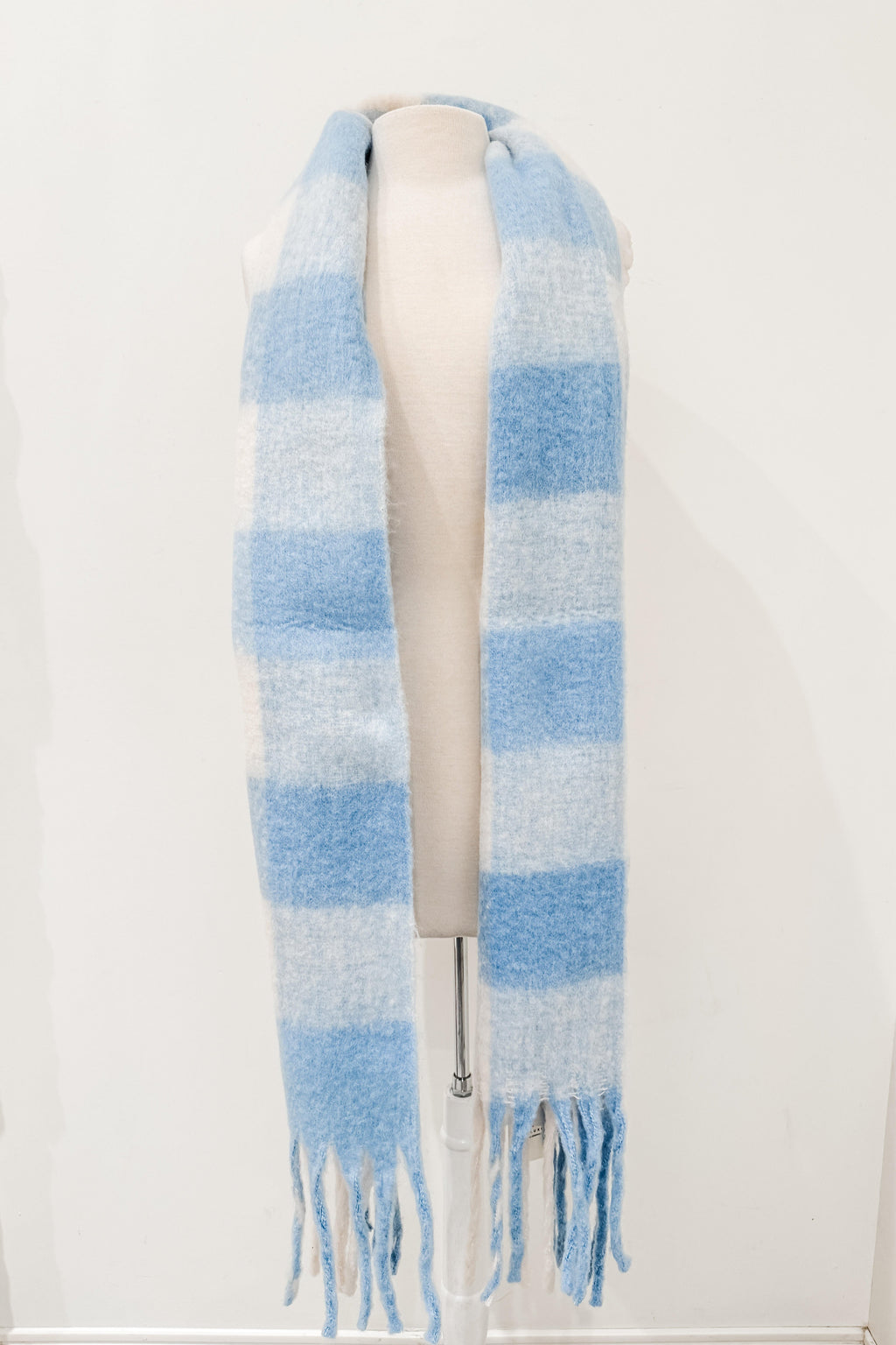 Cozy Checkered Scarf, Blue