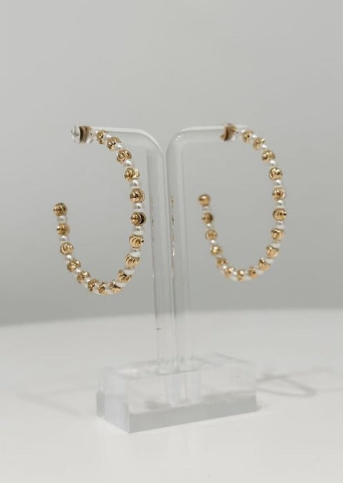 Acrylic Pearl Hoop Earrings