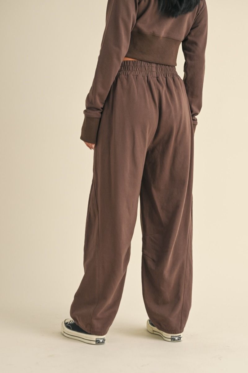 French Terry Flowy Joggers, Chocolate