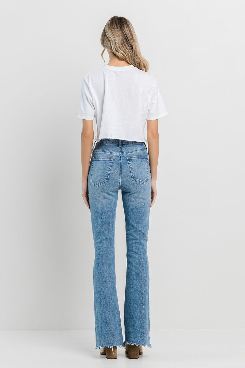 High Rise Frayed Flare Jean