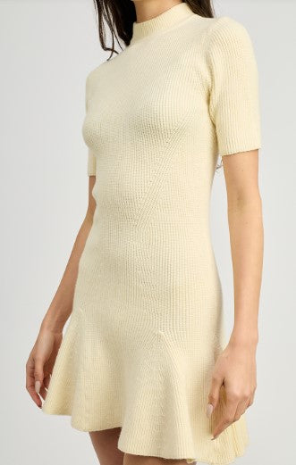 Sanam Knit Sweater Mini Dress, Ivory