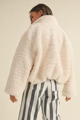 Faux Sherpa Bomber, Off White