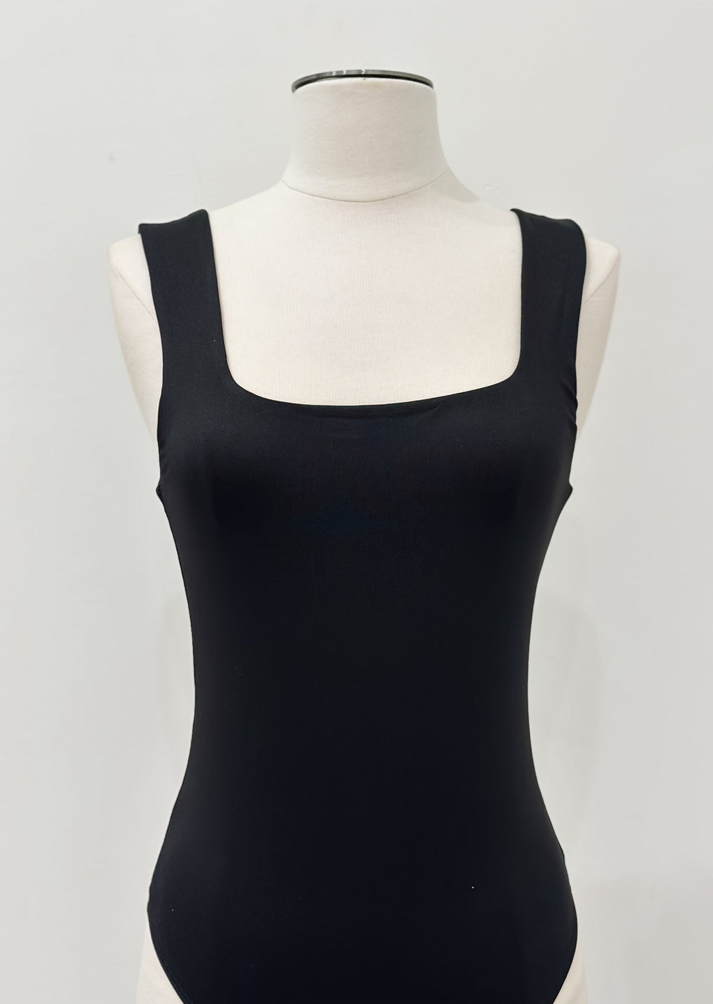 Square Neck Basic Knit Bodysuit, Black