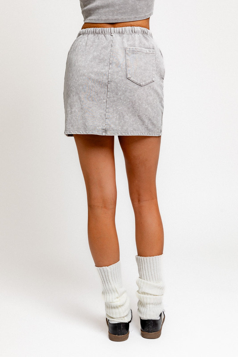 High Waist Sweat Mini Skirt, Grey